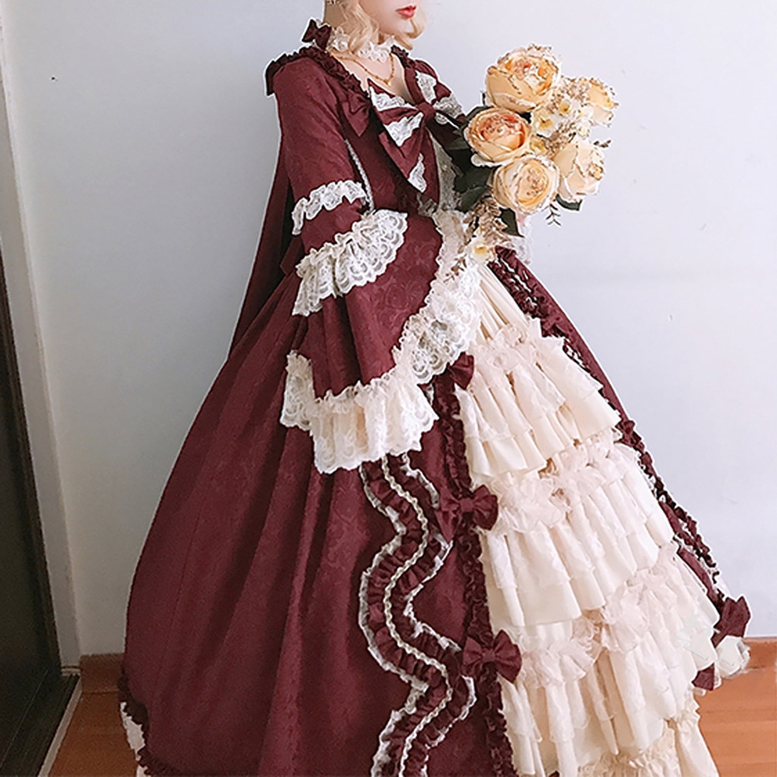 Victorian Dress Costume Royal Retro Costume Women's Victorian era Clothing Ball  Gown Jacquard Floral Green Ruffle Tiered Vintage Princess Costume Halloween  - Costumeslive.com